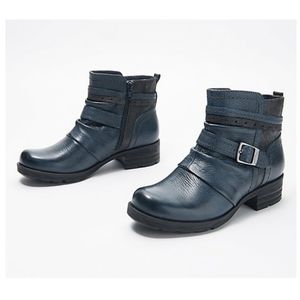 Earth Origins leather ankle boots w/buckle blk NWT